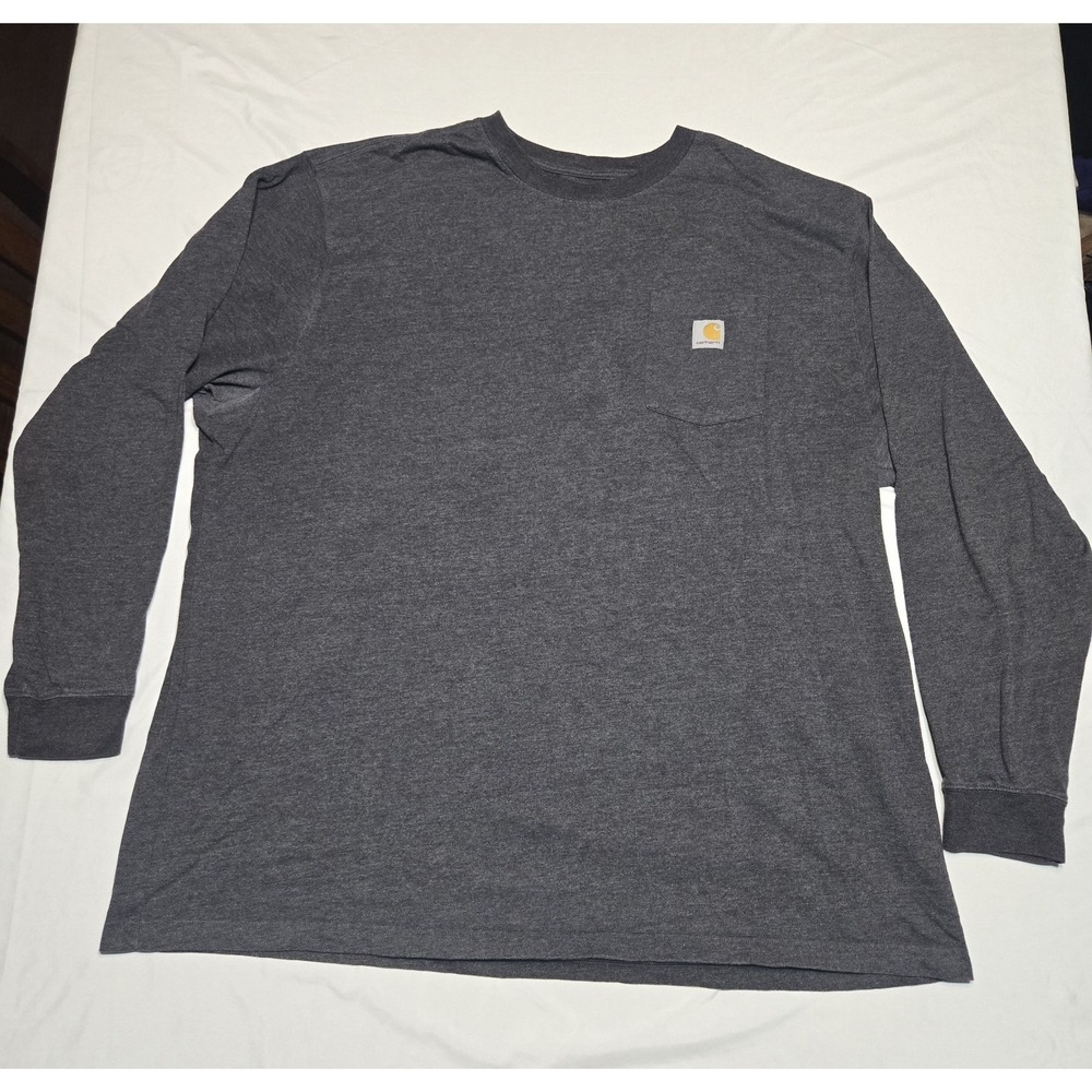 Carhartt Heavyweight Long Sleeve Pocket T-Shirt Loose Fit Size 3XL Grey Durable